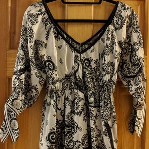 Hale Bob black and white silk blouse xs